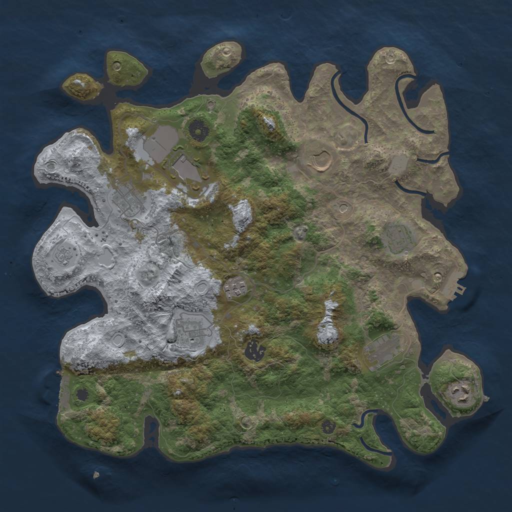 Rust Map: Procedural Map, Size: 3700, Seed: 71330158, 18 Monuments