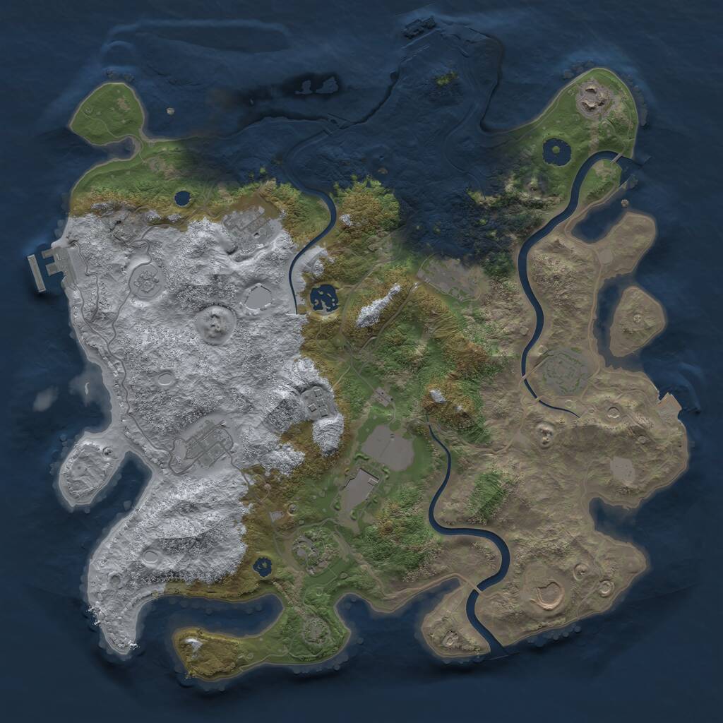Rust Map: Procedural Map, Size: 3850, Seed: 79113368, 16 Monuments