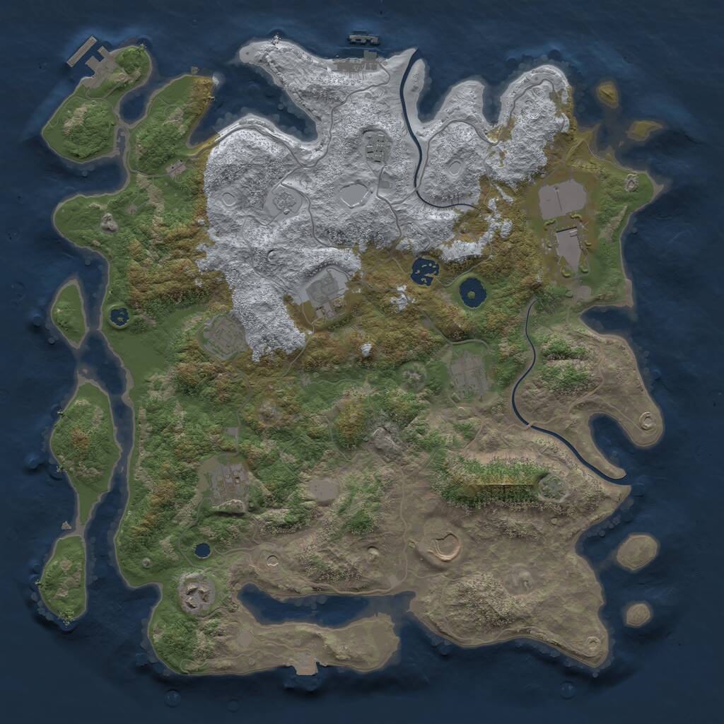 Rust Map: Procedural Map, Size: 3950, Seed: 69072361, 15 Monuments