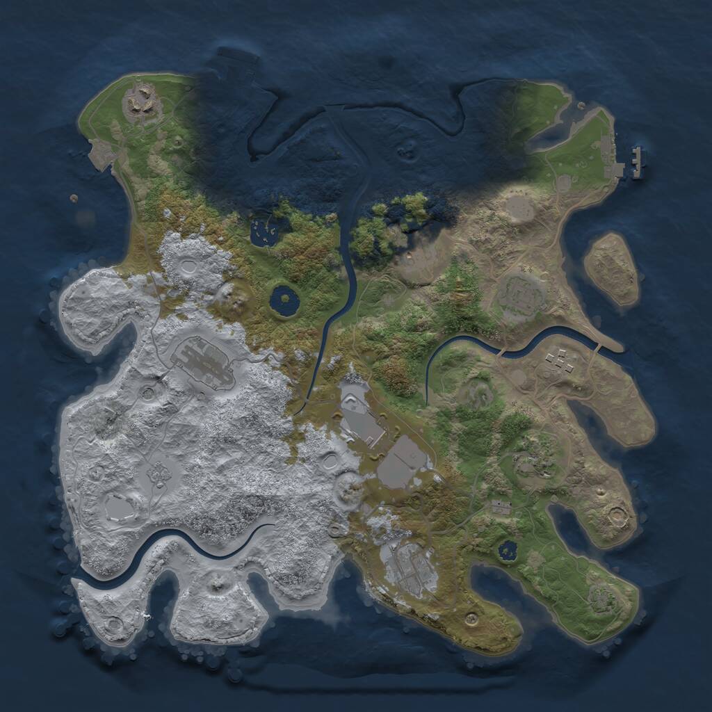Rust Map: Procedural Map, Size: 3600, Seed: 932186054, 15 Monuments