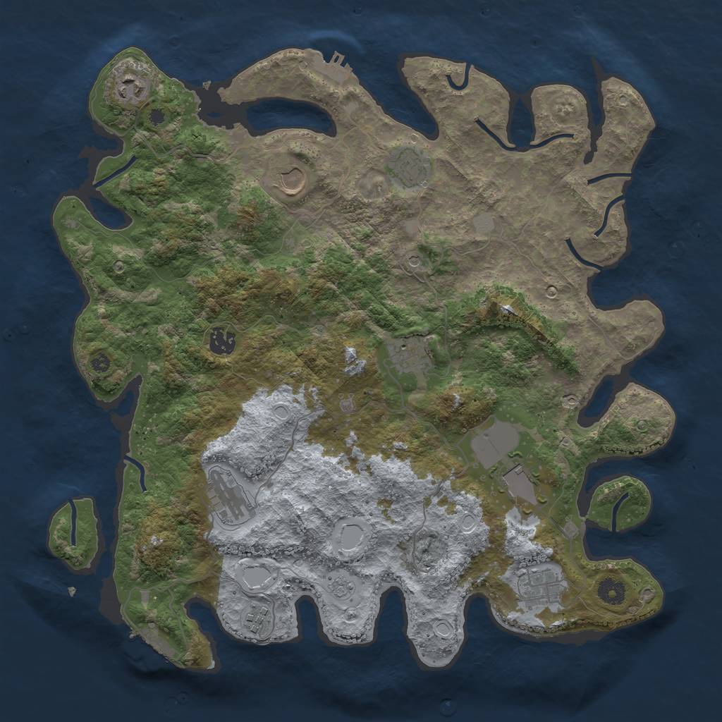 Rust Map: Procedural Map, Size: 3950, Seed: 70565933, 18 Monuments