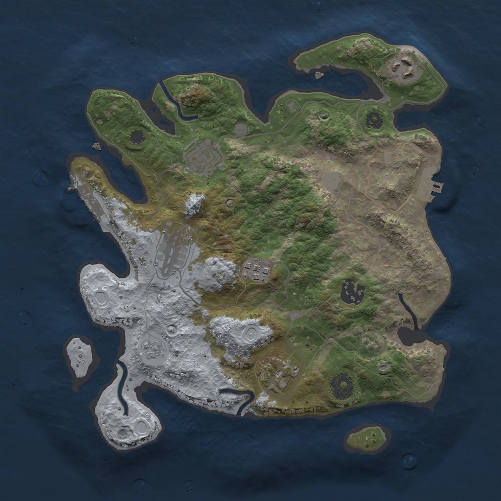 Rust Map: Procedural Map, Size: 3000, Seed: 593638904, 14 Monuments