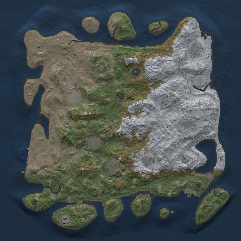 Rust Map: Procedural Map, Size: 4250, Seed: 964042974, 20 Monuments