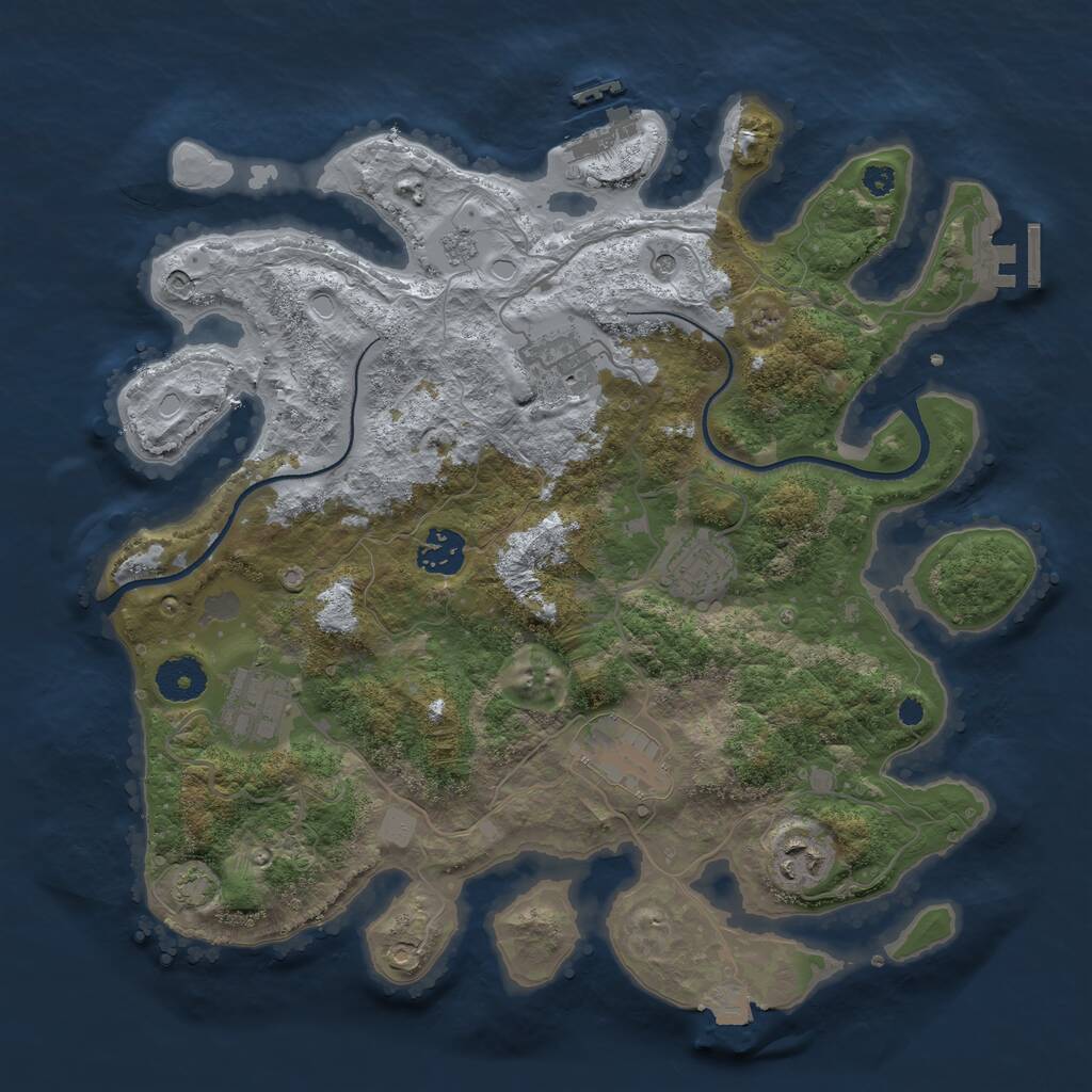 Rust Map: Procedural Map, Size: 3450, Seed: 18960361, 12 Monuments