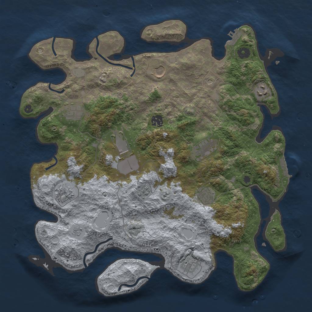 Rust Map: Procedural Map, Size: 3850, Seed: 80082, 19 Monuments