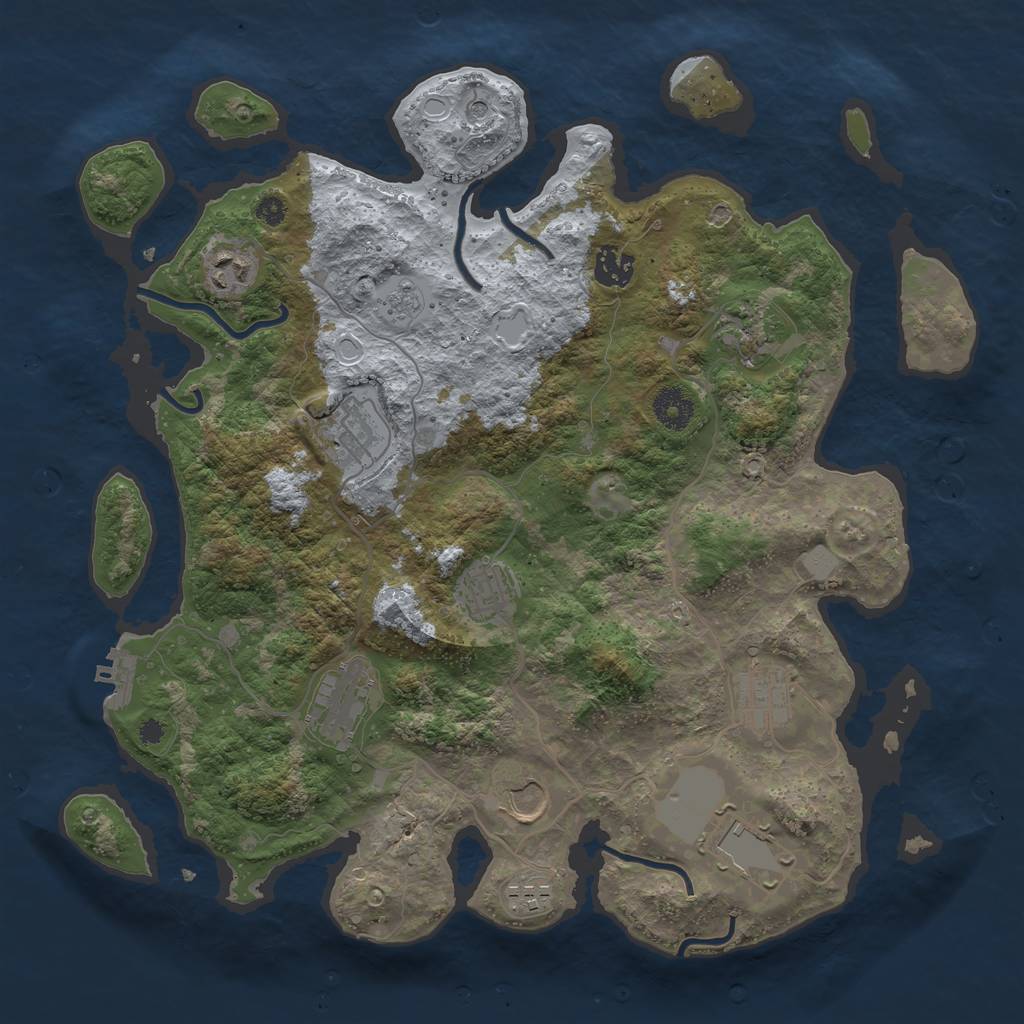 Rust Map: Procedural Map, Size: 3700, Seed: 1490630898, 18 Monuments