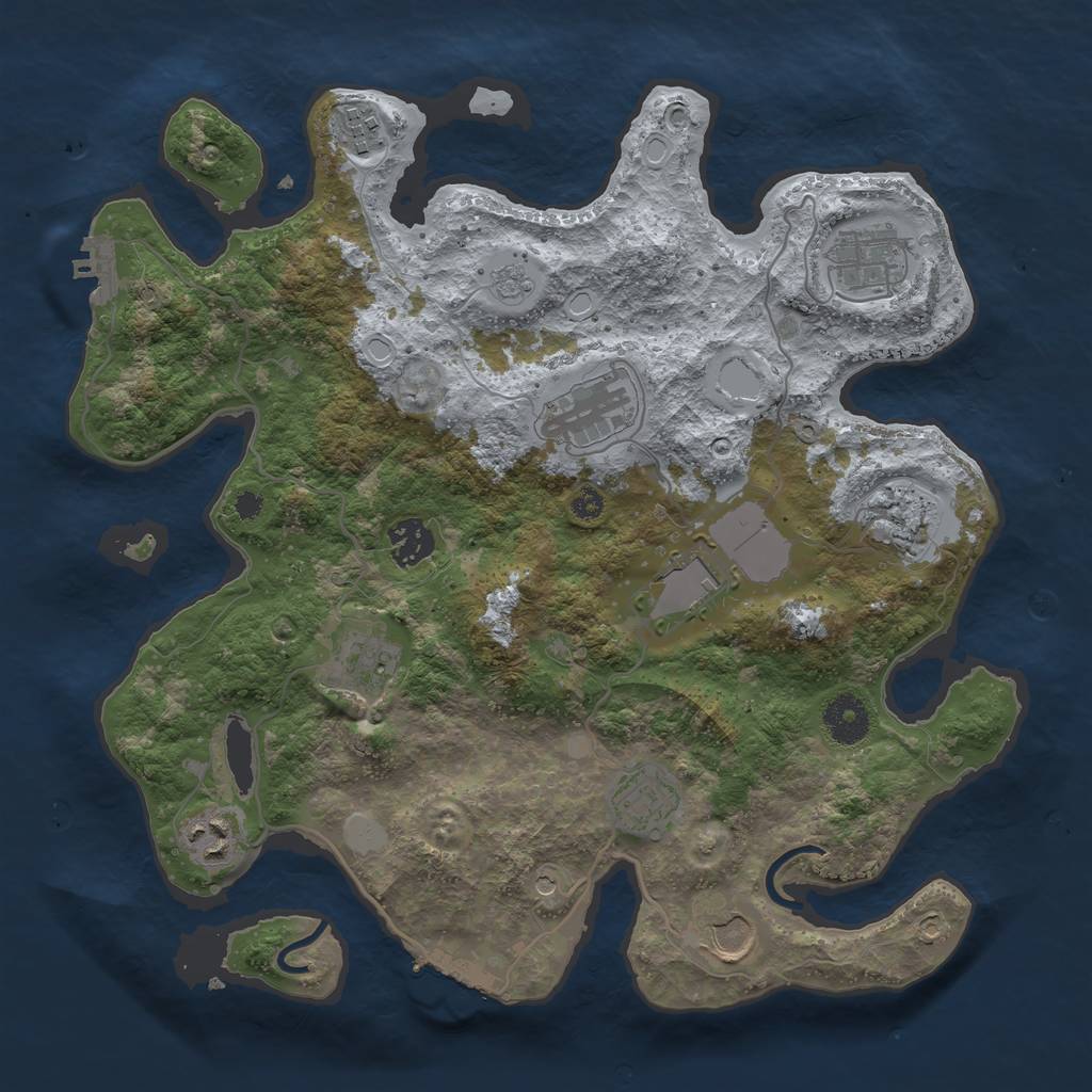 Rust Map: Procedural Map, Size: 3500, Seed: 1092197829, 19 Monuments
