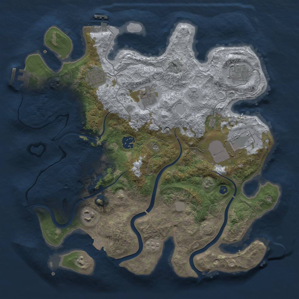 Rust Map: Procedural Map, Size: 3500, Seed: 1092197829, 14 Monuments