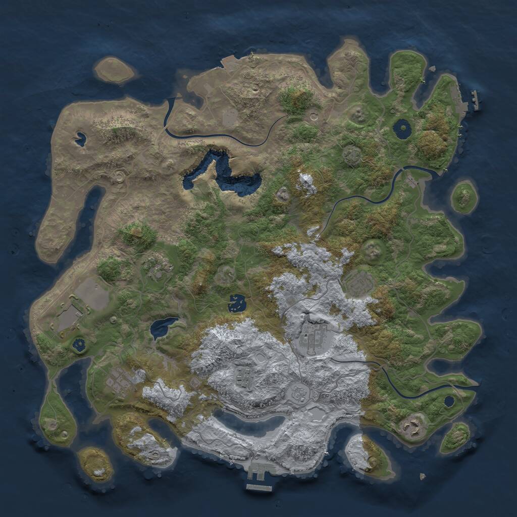 Rust Map: Procedural Map, Size: 4096, Seed: 91472236, 14 Monuments