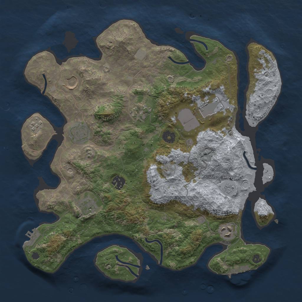Rust Map: Procedural Map, Size: 3500, Seed: 96846577, 17 Monuments