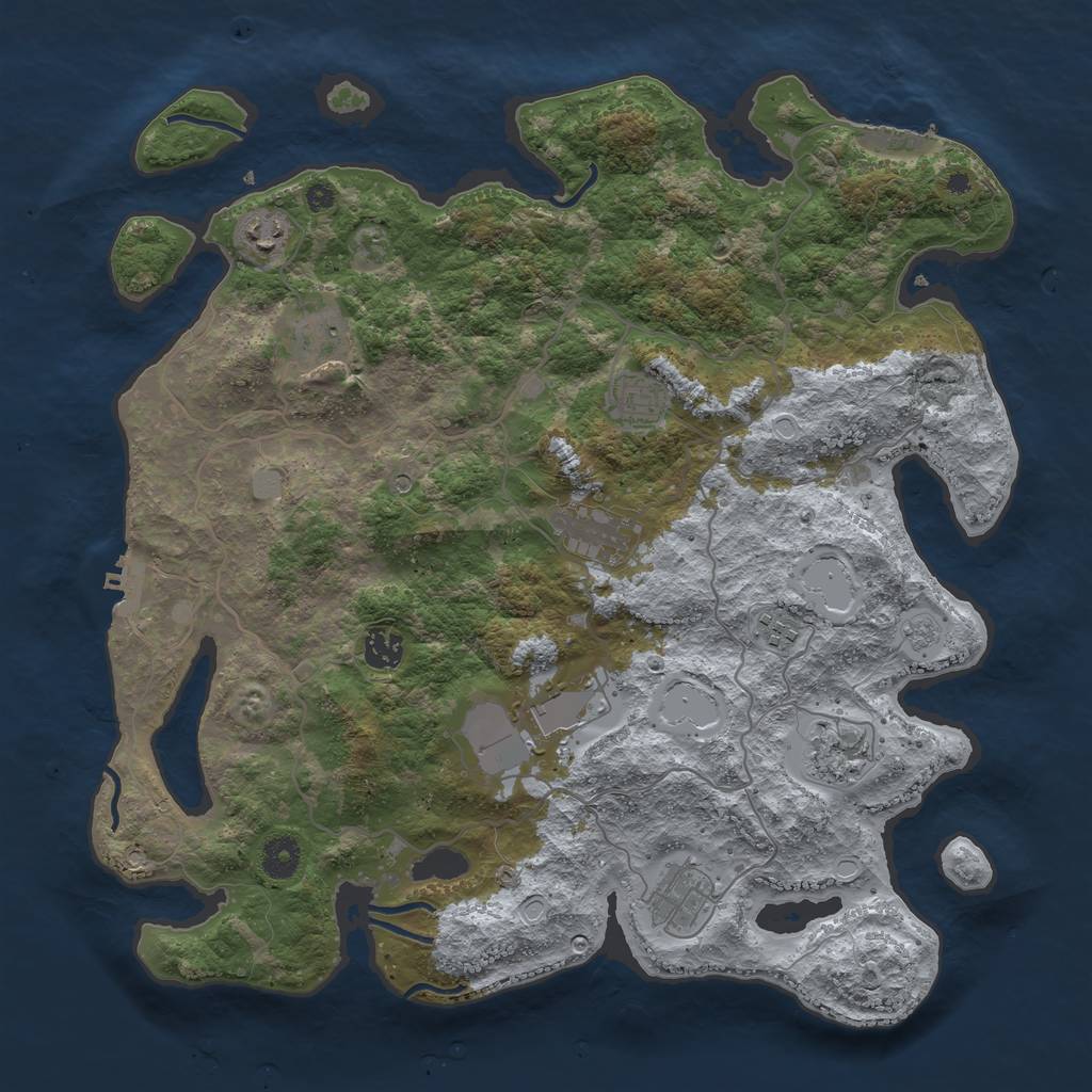 Rust Map: Procedural Map, Size: 4000, Seed: 1134632804, 18 Monuments