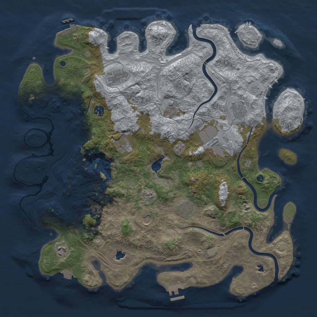 Rust Map: Procedural Map, Size: 4500, Seed: 1767614327, 16 Monuments