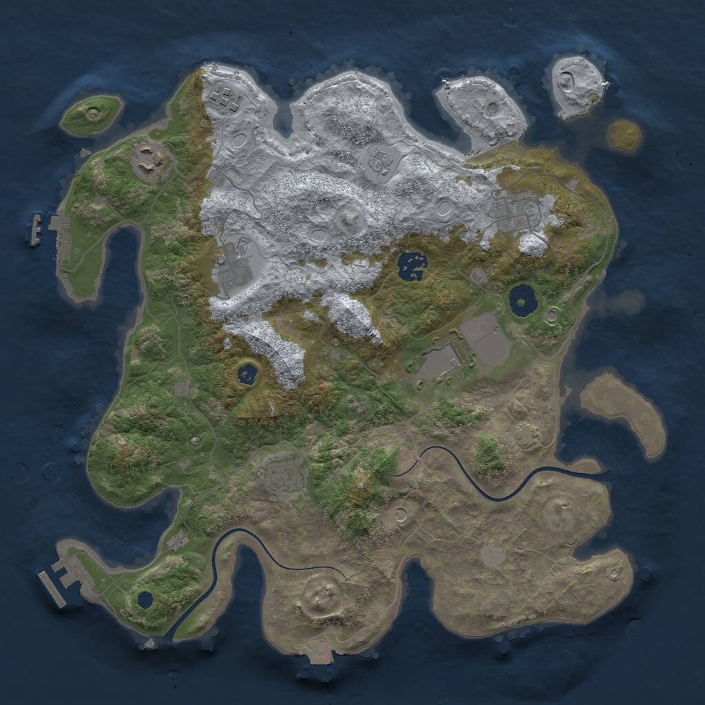 Rust Map: Procedural Map, Size: 3500, Seed: 964870173, 13 Monuments