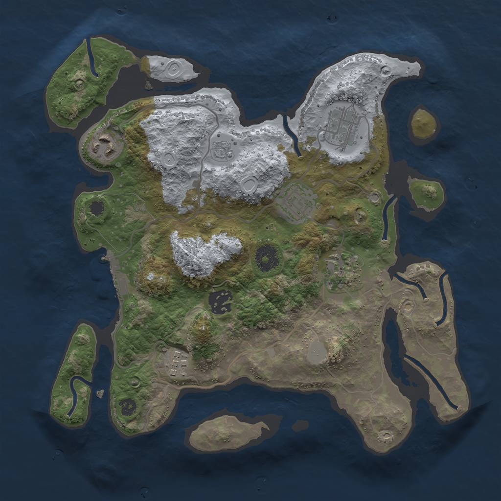 Rust Map: Procedural Map, Size: 3000, Seed: 672930, 13 Monuments