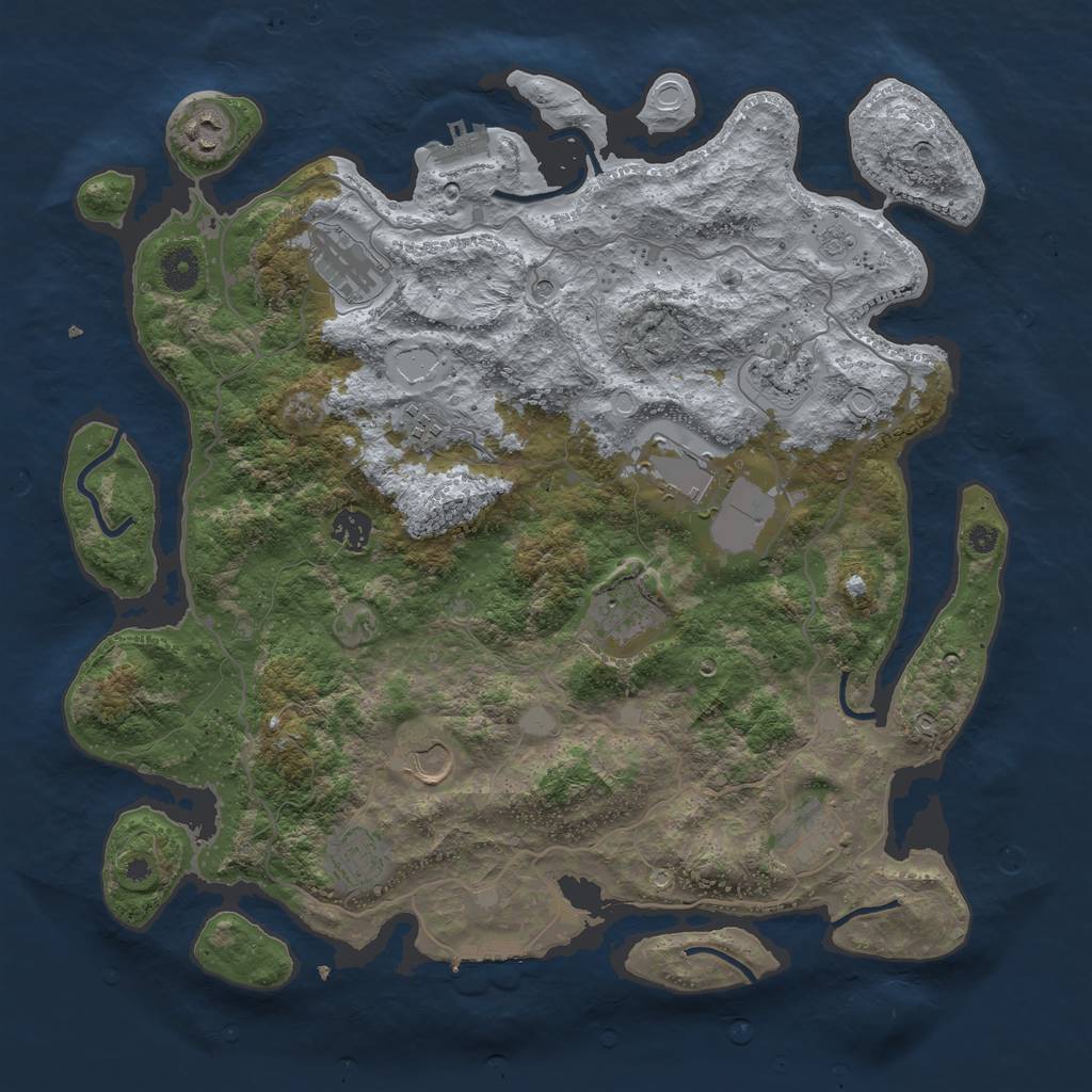 Rust Map: Procedural Map, Size: 4000, Seed: 1274, 19 Monuments