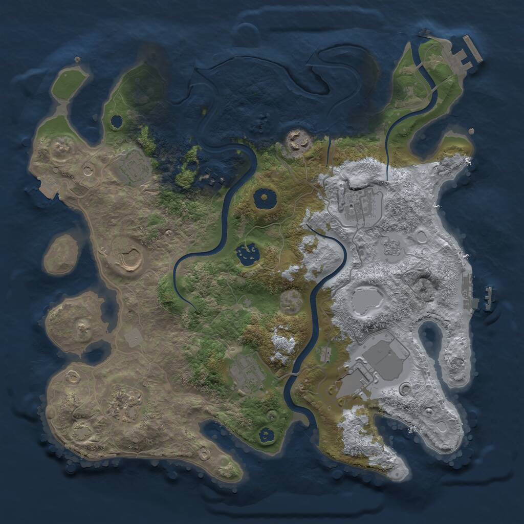 Rust Map: Procedural Map, Size: 3500, Seed: 233323232, 15 Monuments