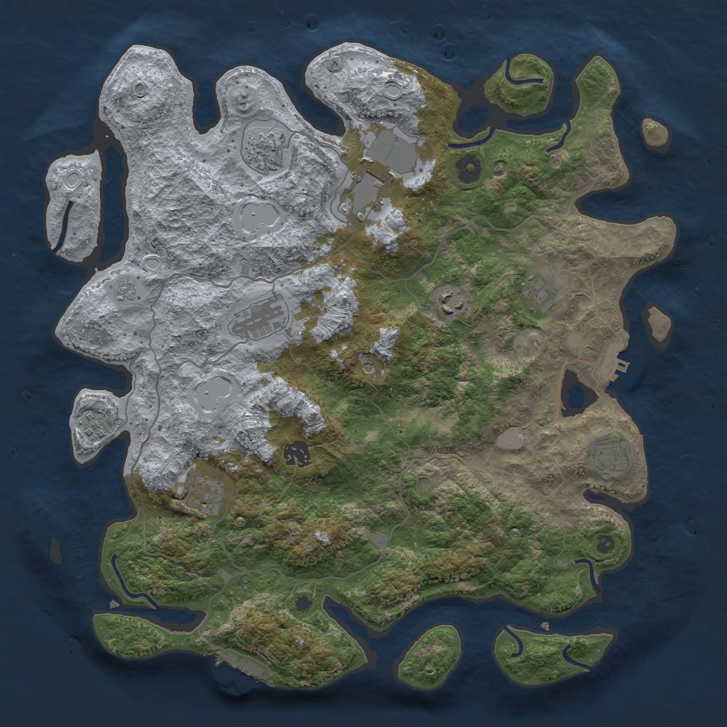 Rust Map: Procedural Map, Size: 4000, Seed: 1220398687, 18 Monuments