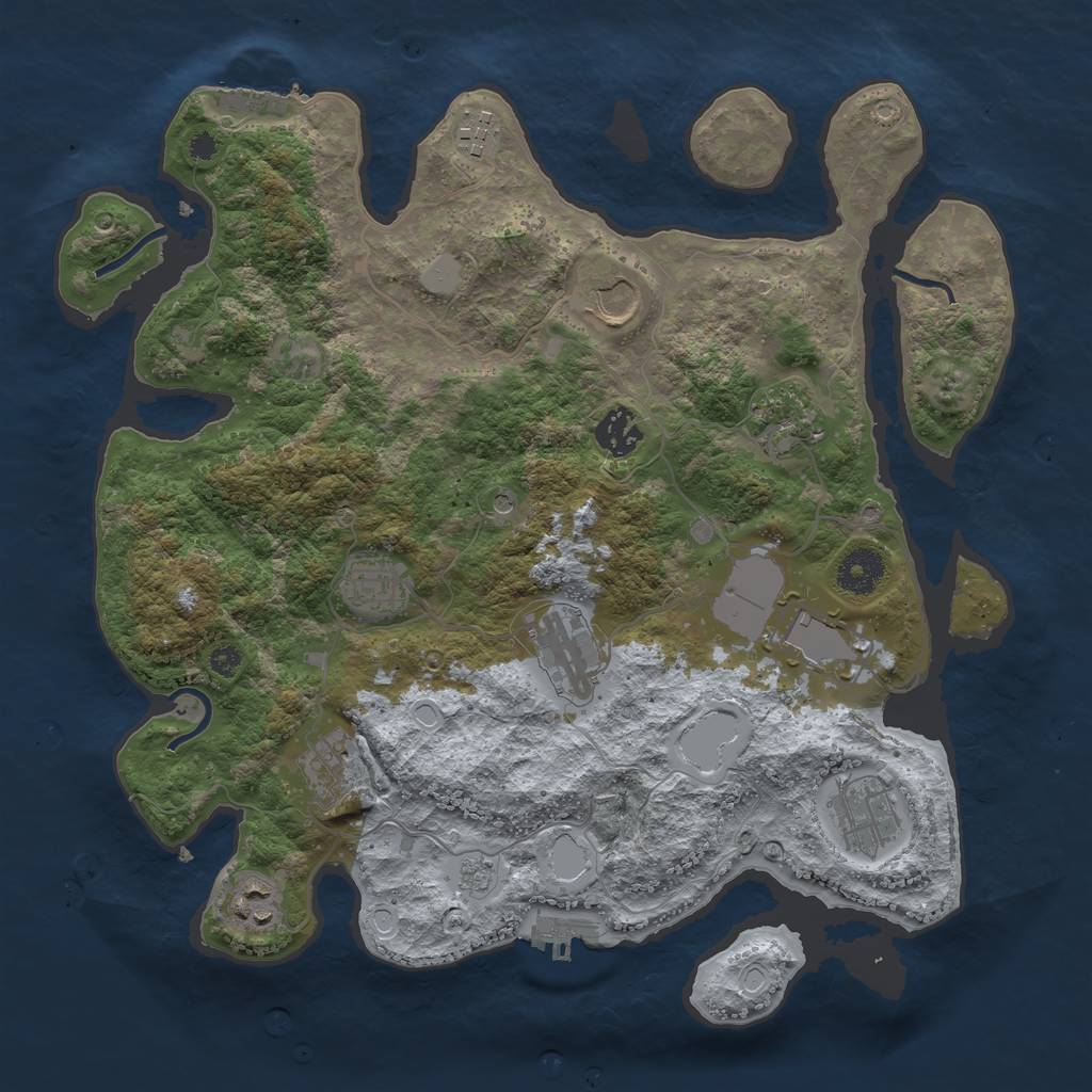 Rust Map: Procedural Map, Size: 3550, Seed: 53843986, 19 Monuments