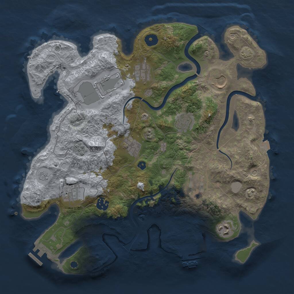 Rust Map: Procedural Map, Size: 3500, Seed: 918657544, 16 Monuments