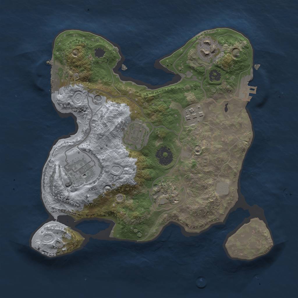 Rust Map: Procedural Map, Size: 2500, Seed: 1947573760, 13 Monuments