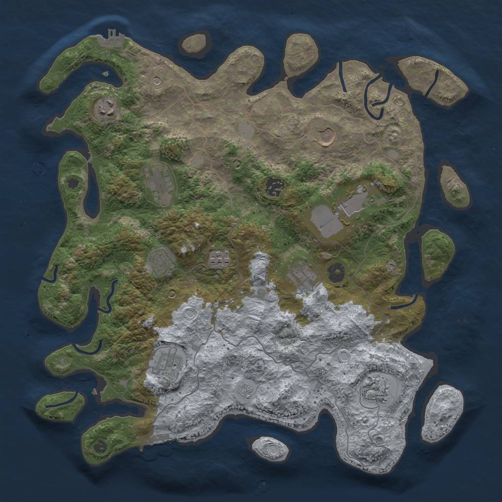 Rust Map: Procedural Map, Size: 4000, Seed: 800430535, 19 Monuments