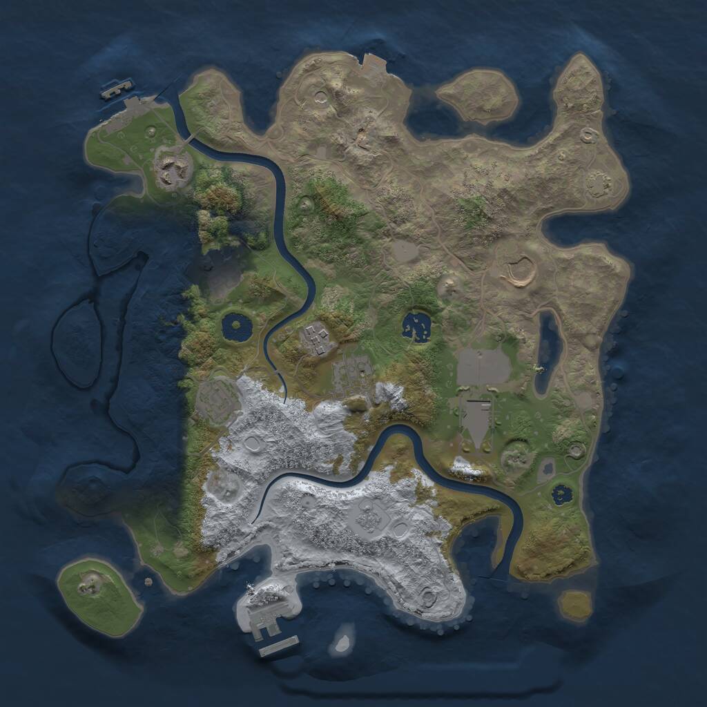 Rust Map: Procedural Map, Size: 3500, Seed: 1720217729, 14 Monuments