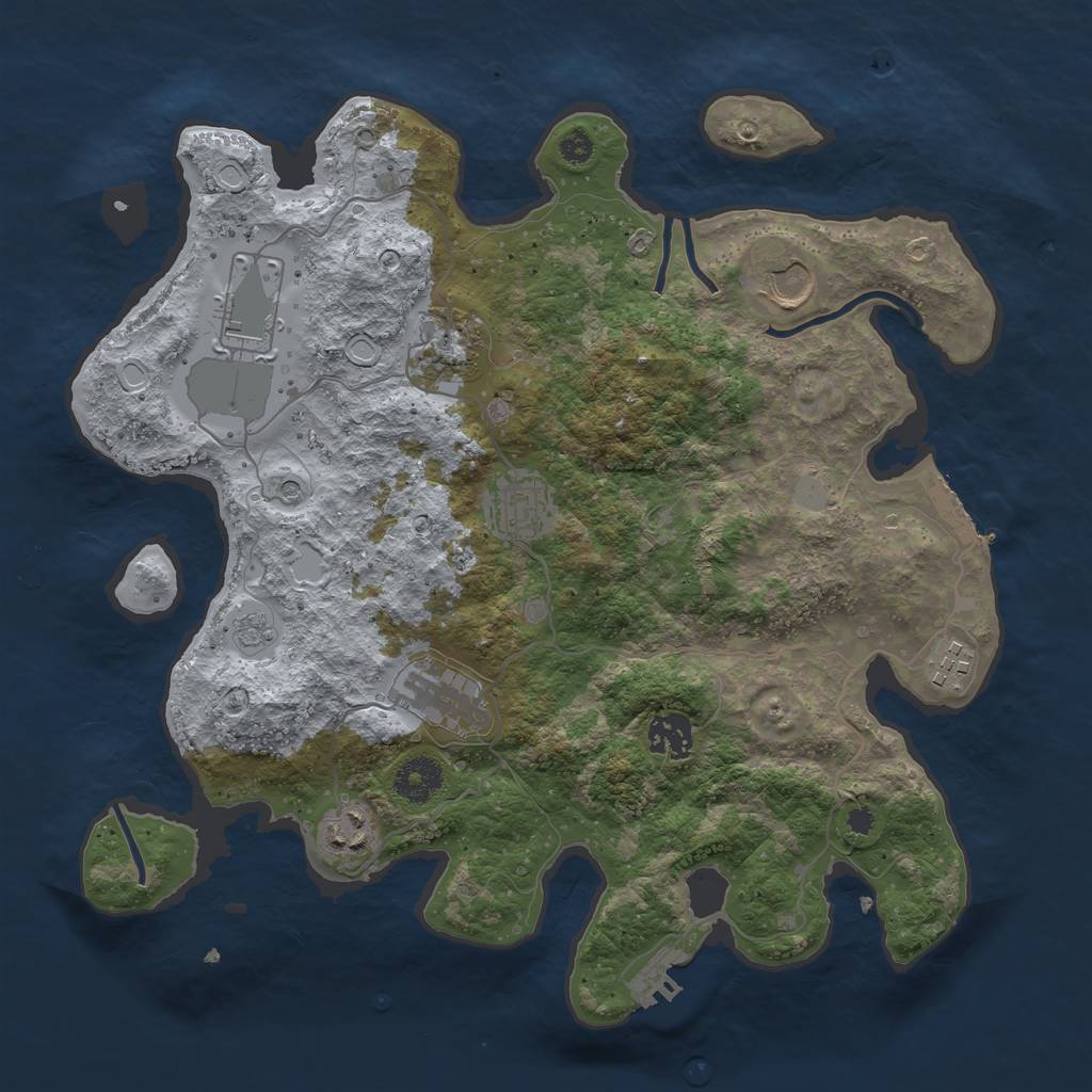 Rust Map: Procedural Map, Size: 3500, Seed: 231912890, 17 Monuments