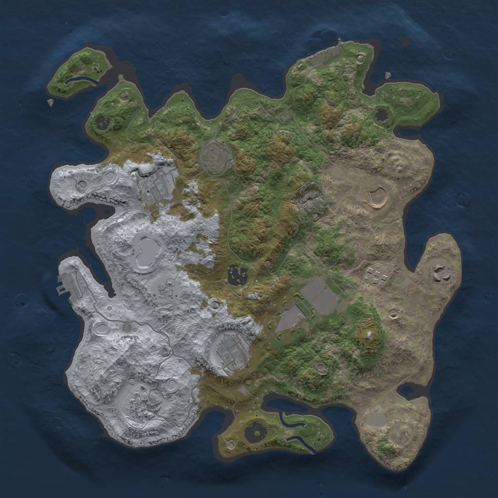 Rust Map: Procedural Map, Size: 3500, Seed: 1609399027, 18 Monuments