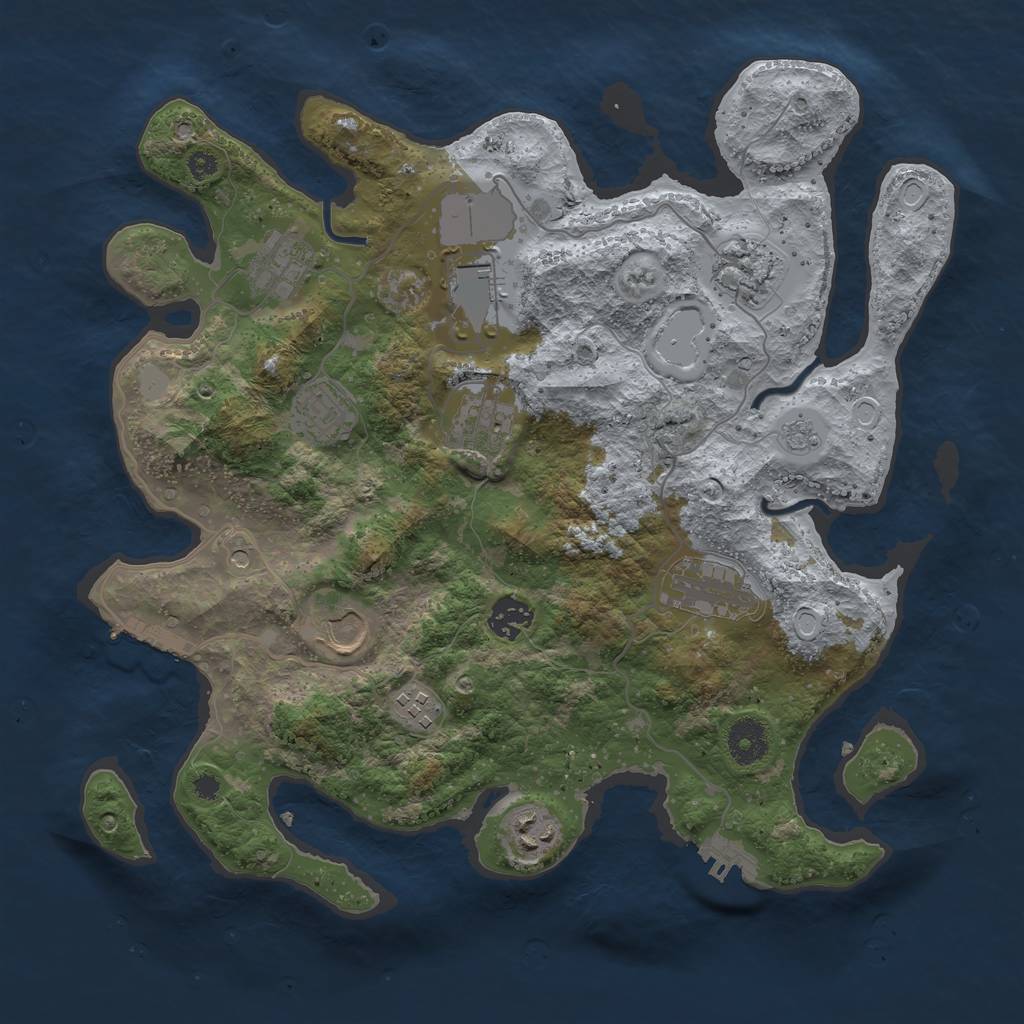 Rust Map: Procedural Map, Size: 3600, Seed: 683540008, 19 Monuments