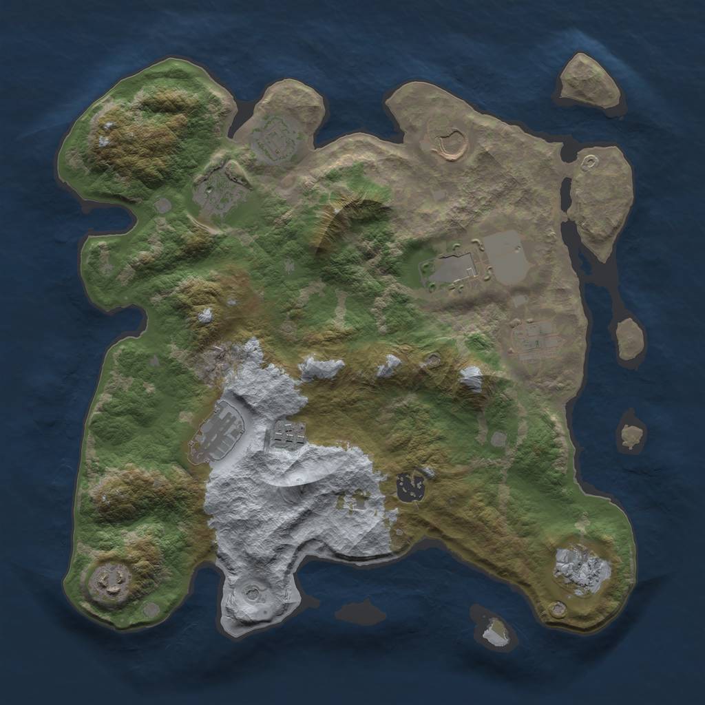 Rust Map: Barren, Size: 3500, Seed: 998788670, 13 Monuments