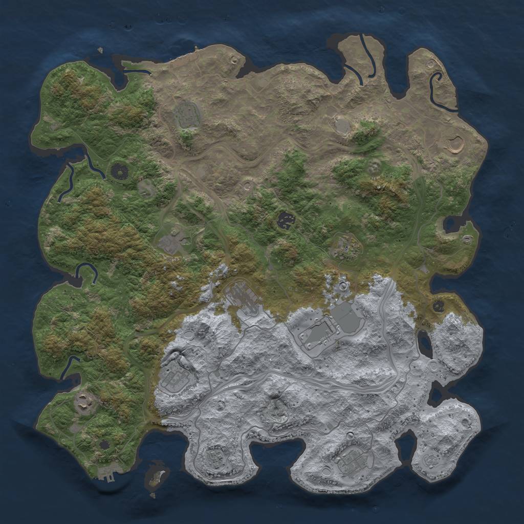 Rust Map: Procedural Map, Size: 4500, Seed: 724067284, 20 Monuments