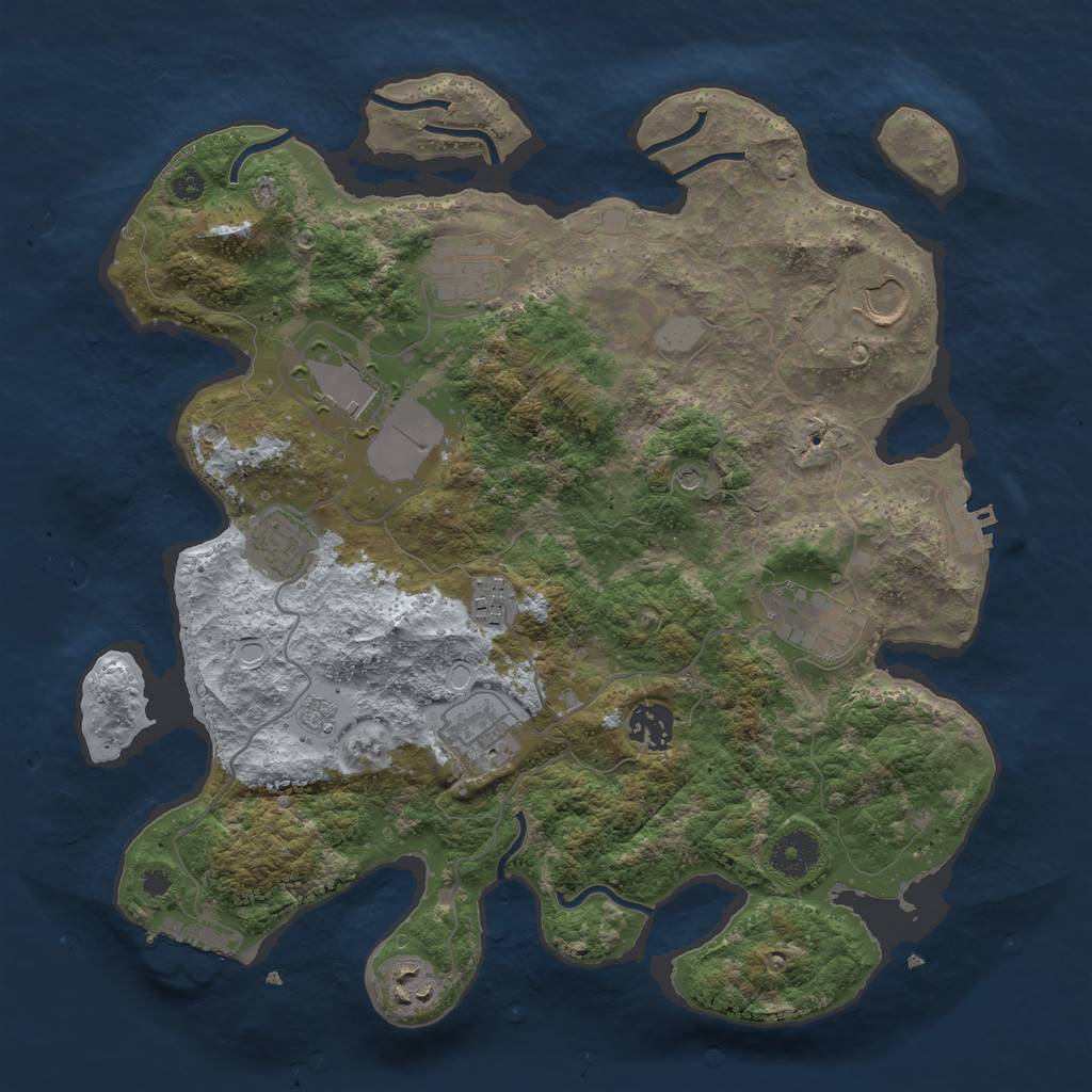 Rust Map: Procedural Map, Size: 3500, Seed: 1821578671, 18 Monuments