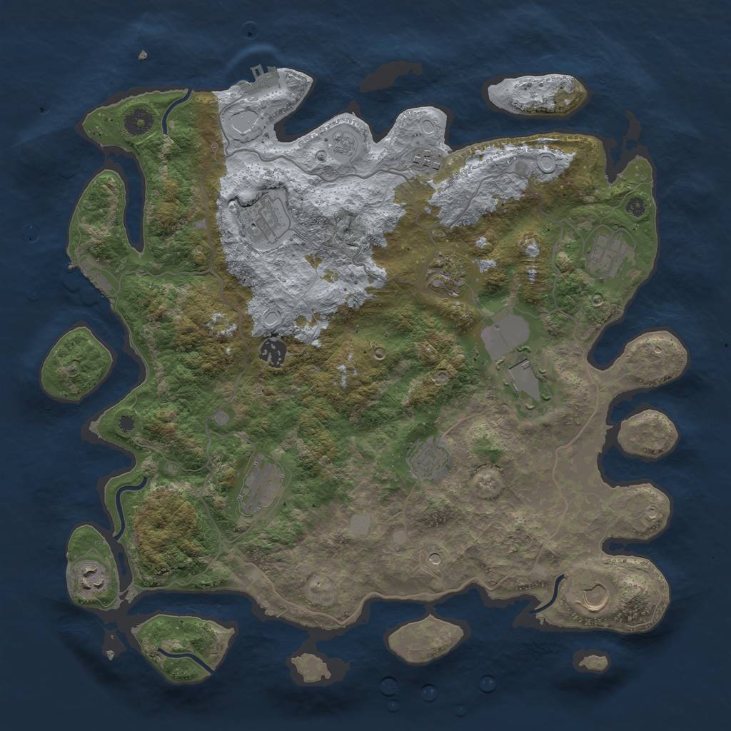 Rust Map: Procedural Map, Size: 4000, Seed: 1373163465, 19 Monuments
