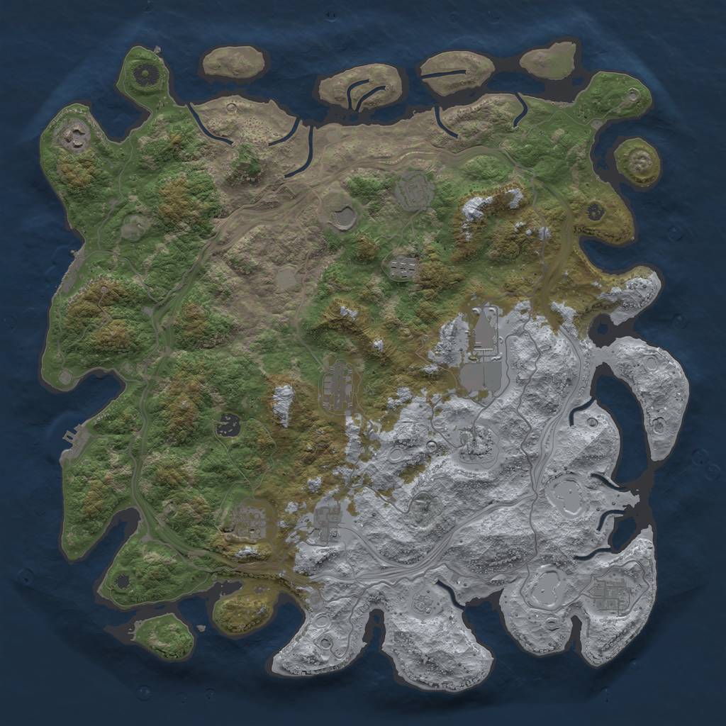 Rust Map: Procedural Map, Size: 4500, Seed: 1792556948, 20 Monuments
