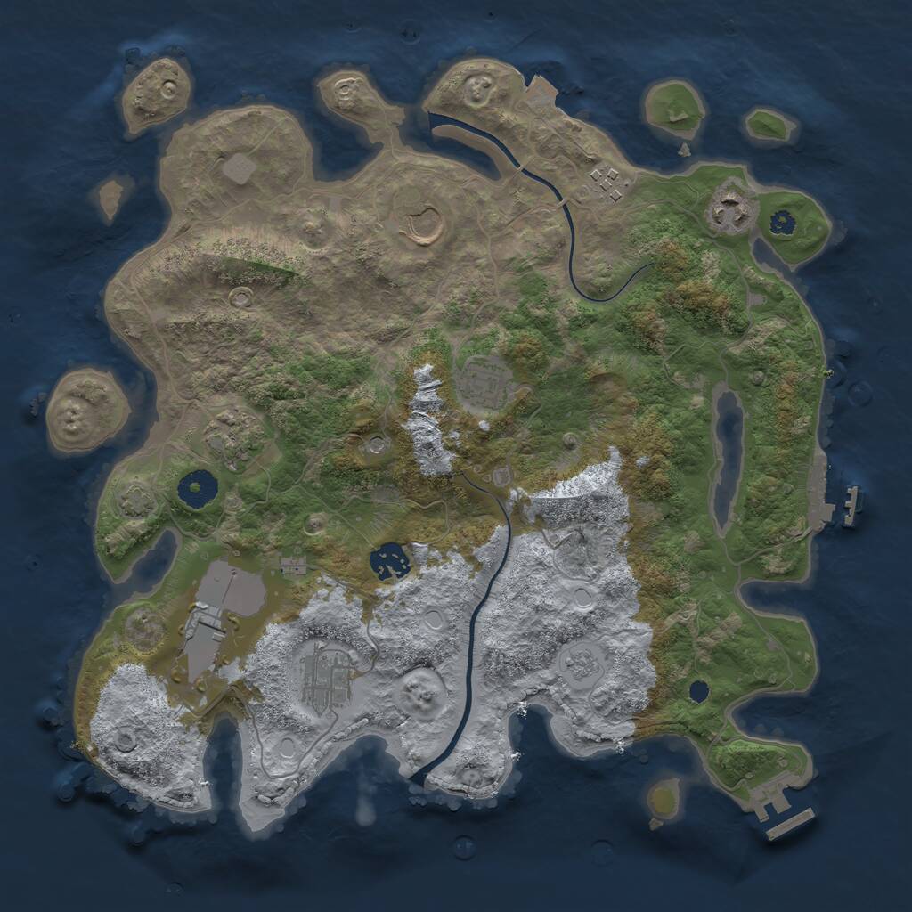 Rust Map: Procedural Map, Size: 3600, Seed: 2002, 14 Monuments