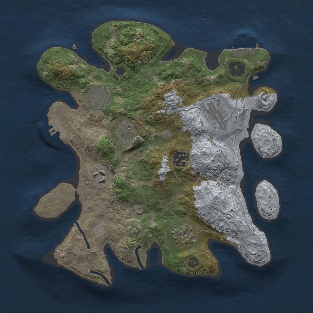 Rust Map: Procedural Map, Size: 3000, Seed: 635879237, 14 Monuments
