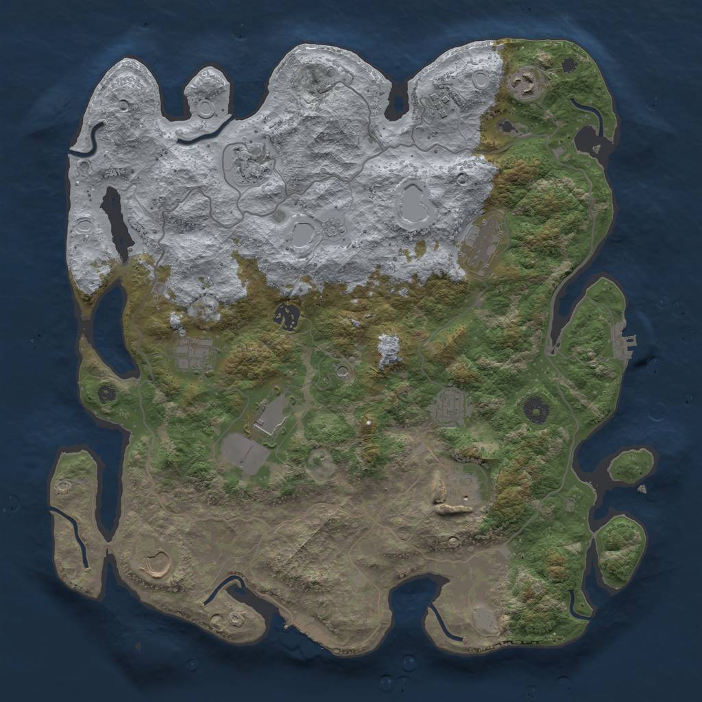 Rust Map: Procedural Map, Size: 4000, Seed: 135451551, 19 Monuments