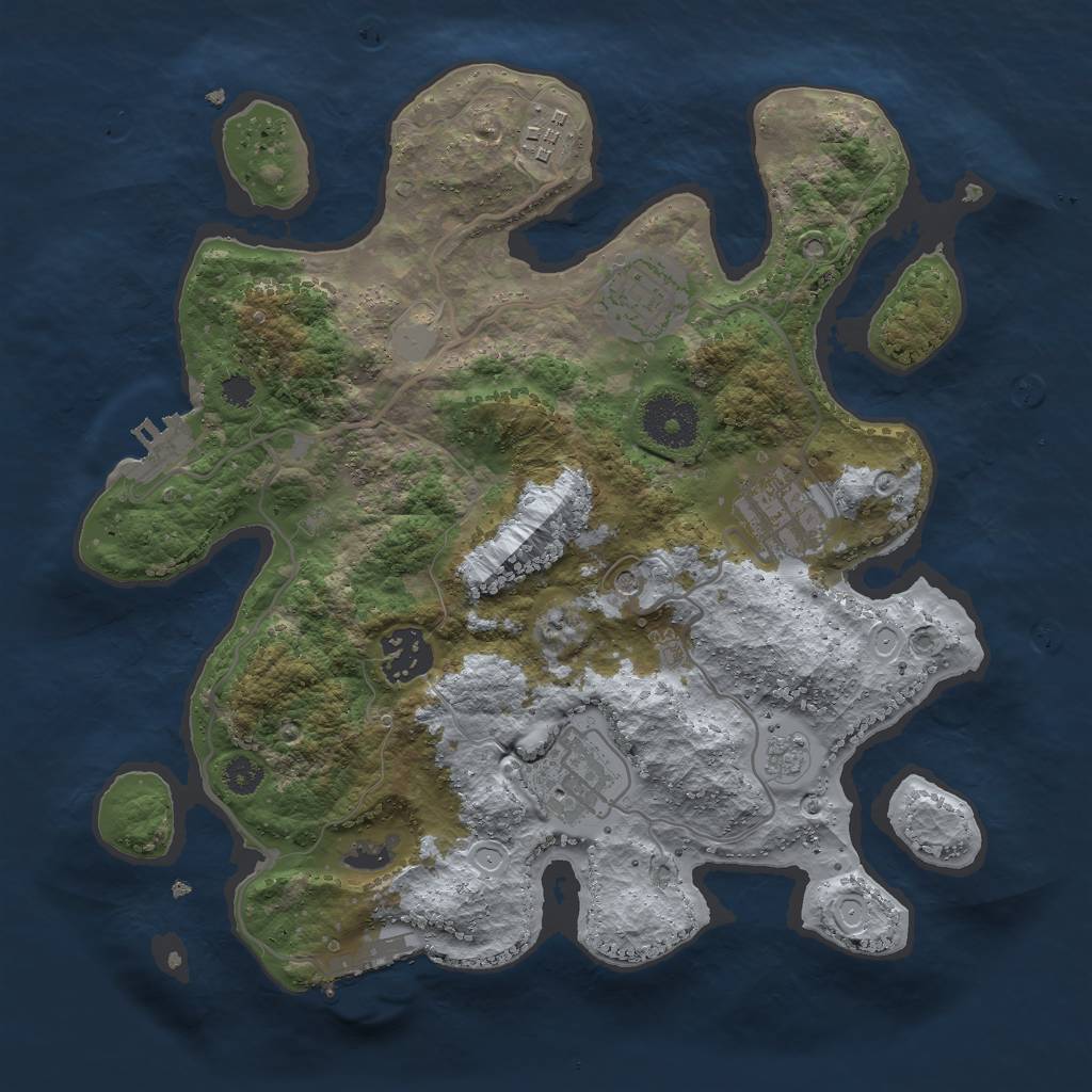 Rust Map: Procedural Map, Size: 3000, Seed: 14552, 14 Monuments