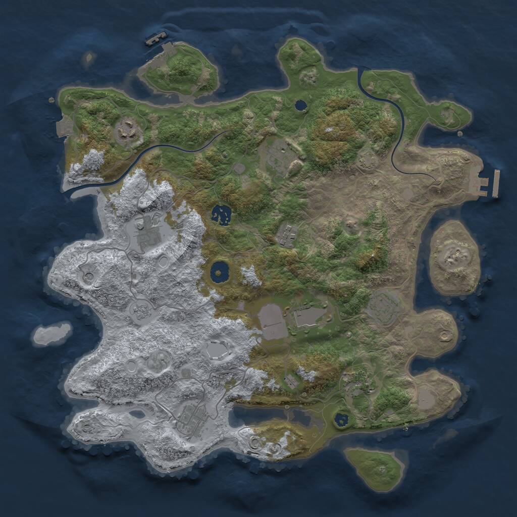 Rust Map: Procedural Map, Size: 3750, Seed: 51681924, 15 Monuments