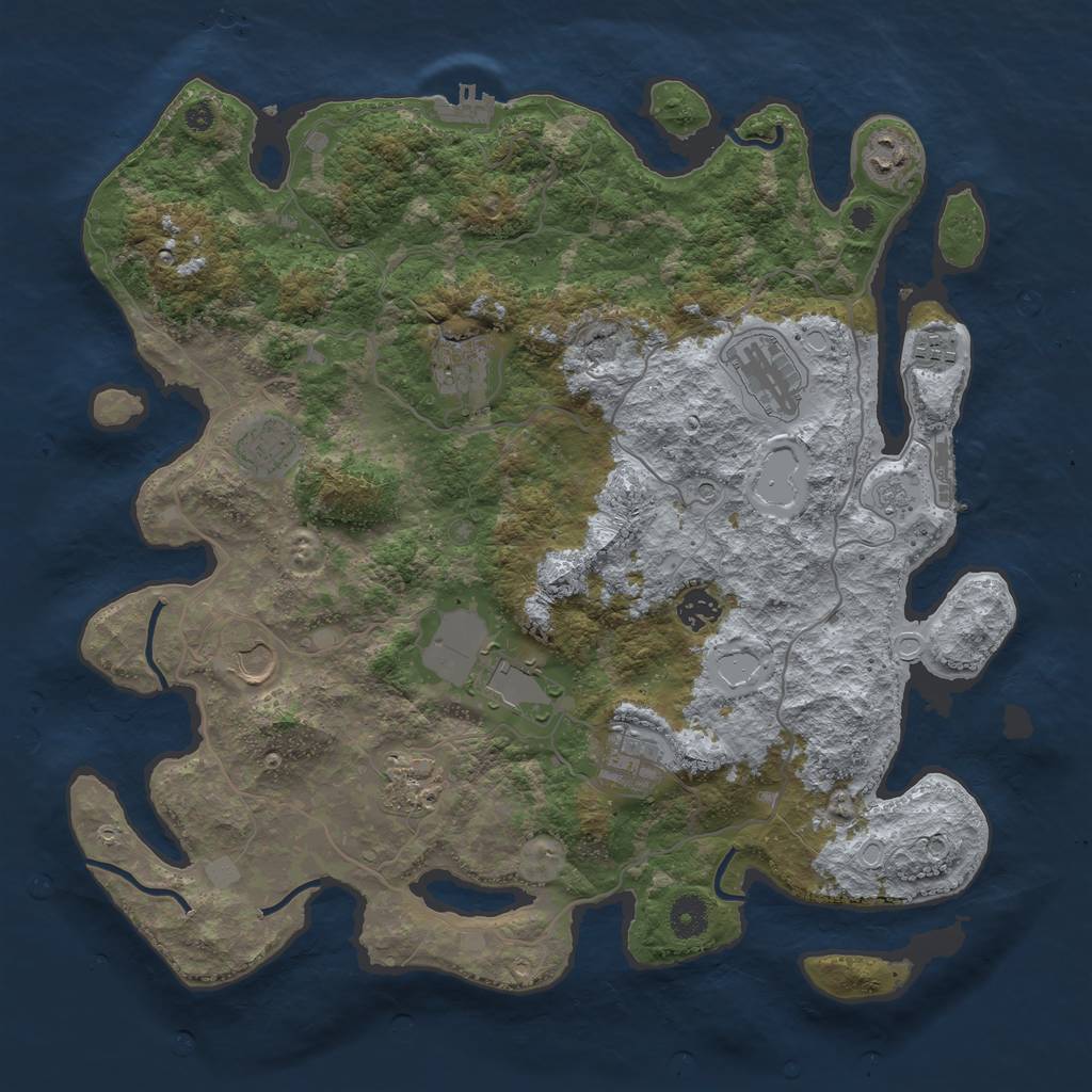 Rust Map: Procedural Map, Size: 4000, Seed: 1751270569, 19 Monuments