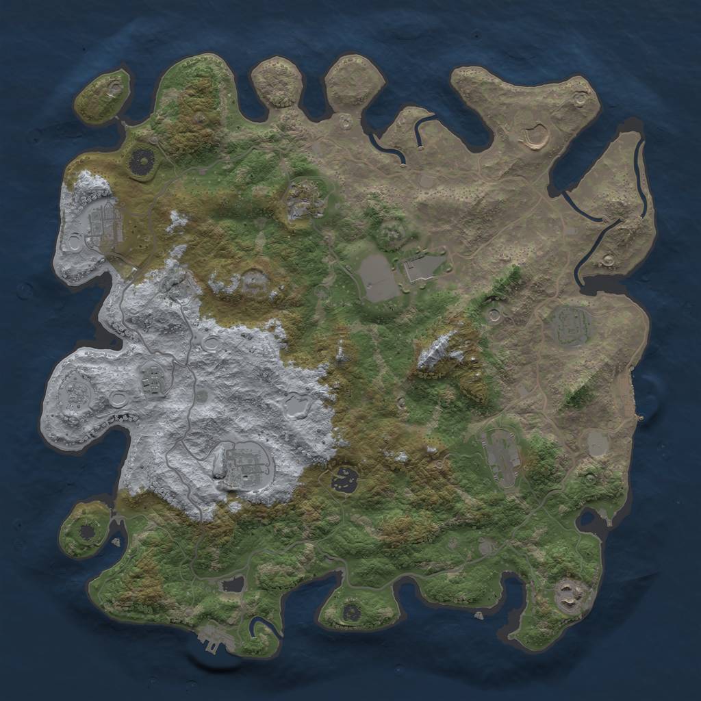 Rust Map: Procedural Map, Size: 4000, Seed: 2014979213, 19 Monuments