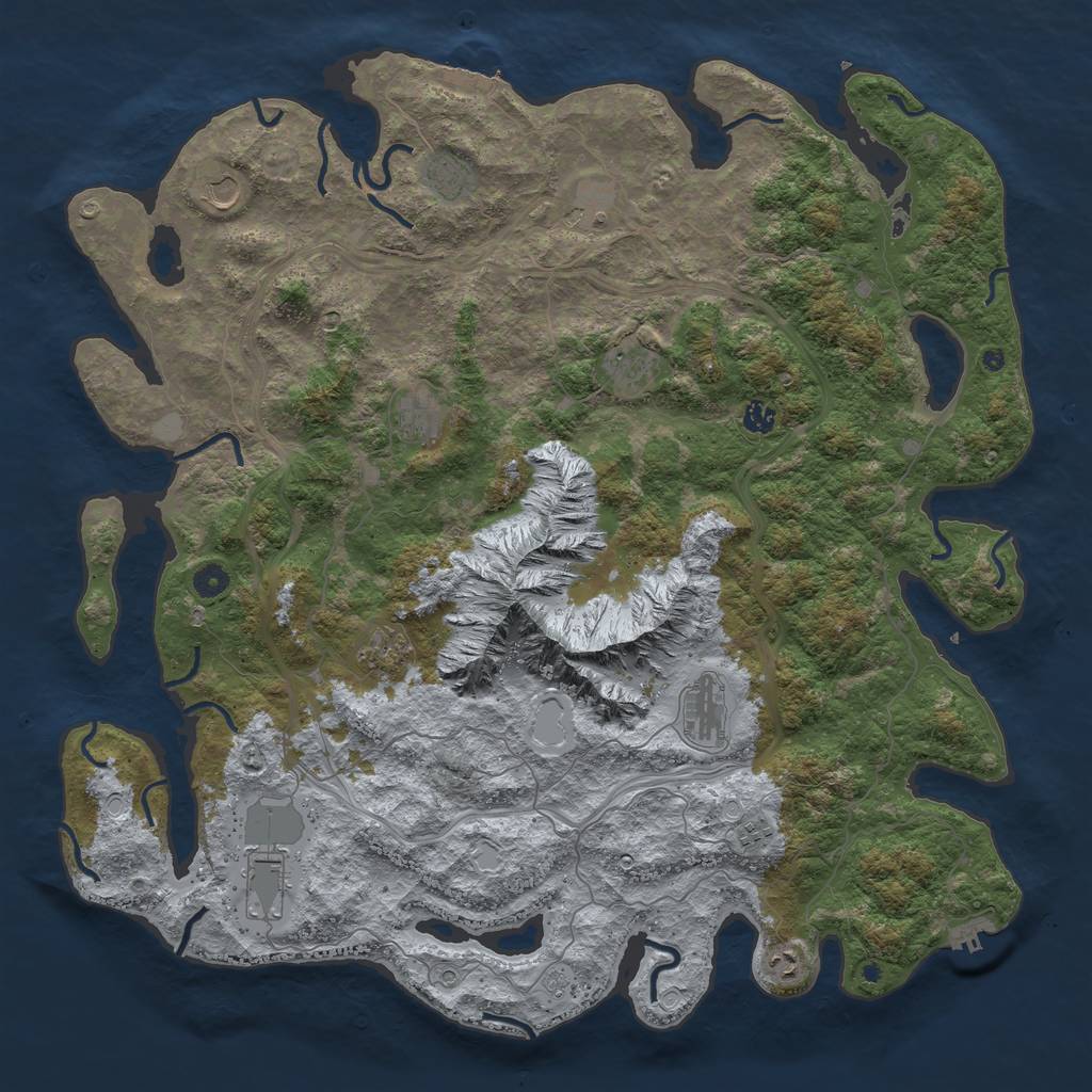 Rust Map: Procedural Map, Size: 5000, Seed: 987465132, 20 Monuments