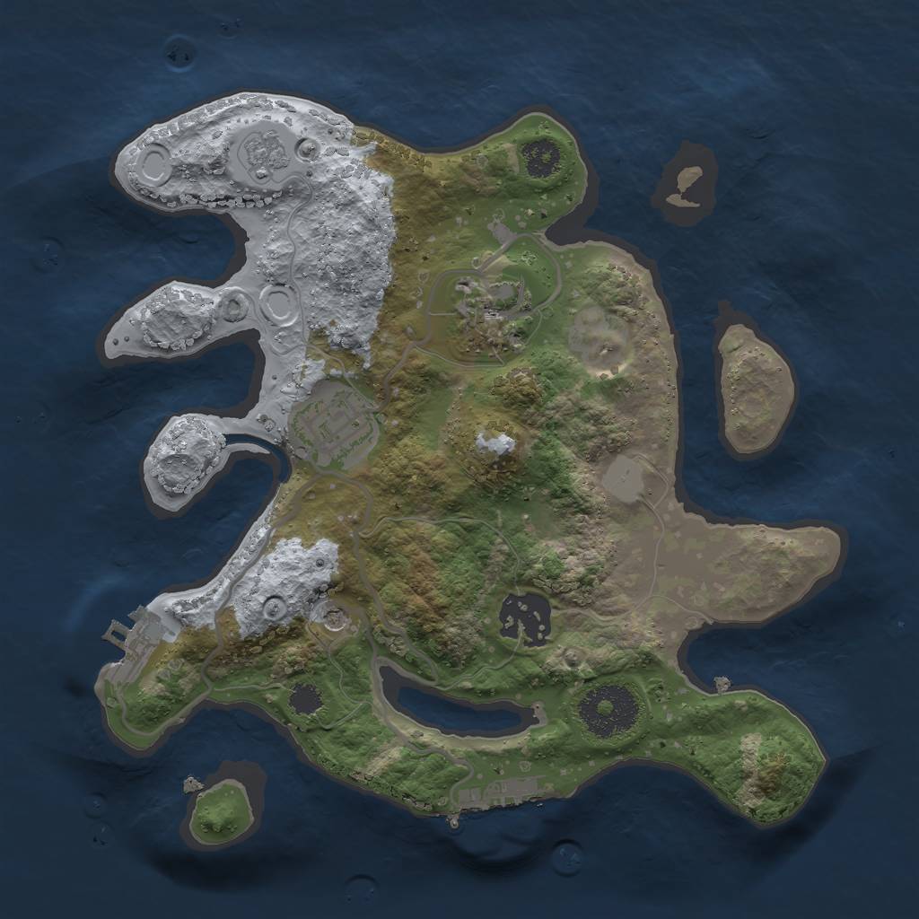 Rust Map: Procedural Map, Size: 2500, Seed: 233879880, 12 Monuments