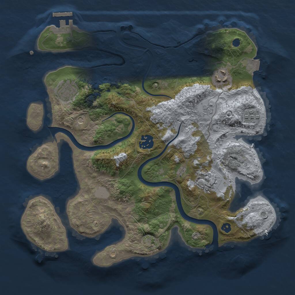 Rust Map: Procedural Map, Size: 3000, Seed: 9457, 10 Monuments