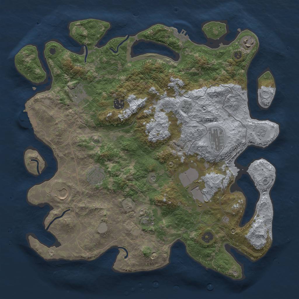 Rust Map: Procedural Map, Size: 4000, Seed: 607260472, 18 Monuments