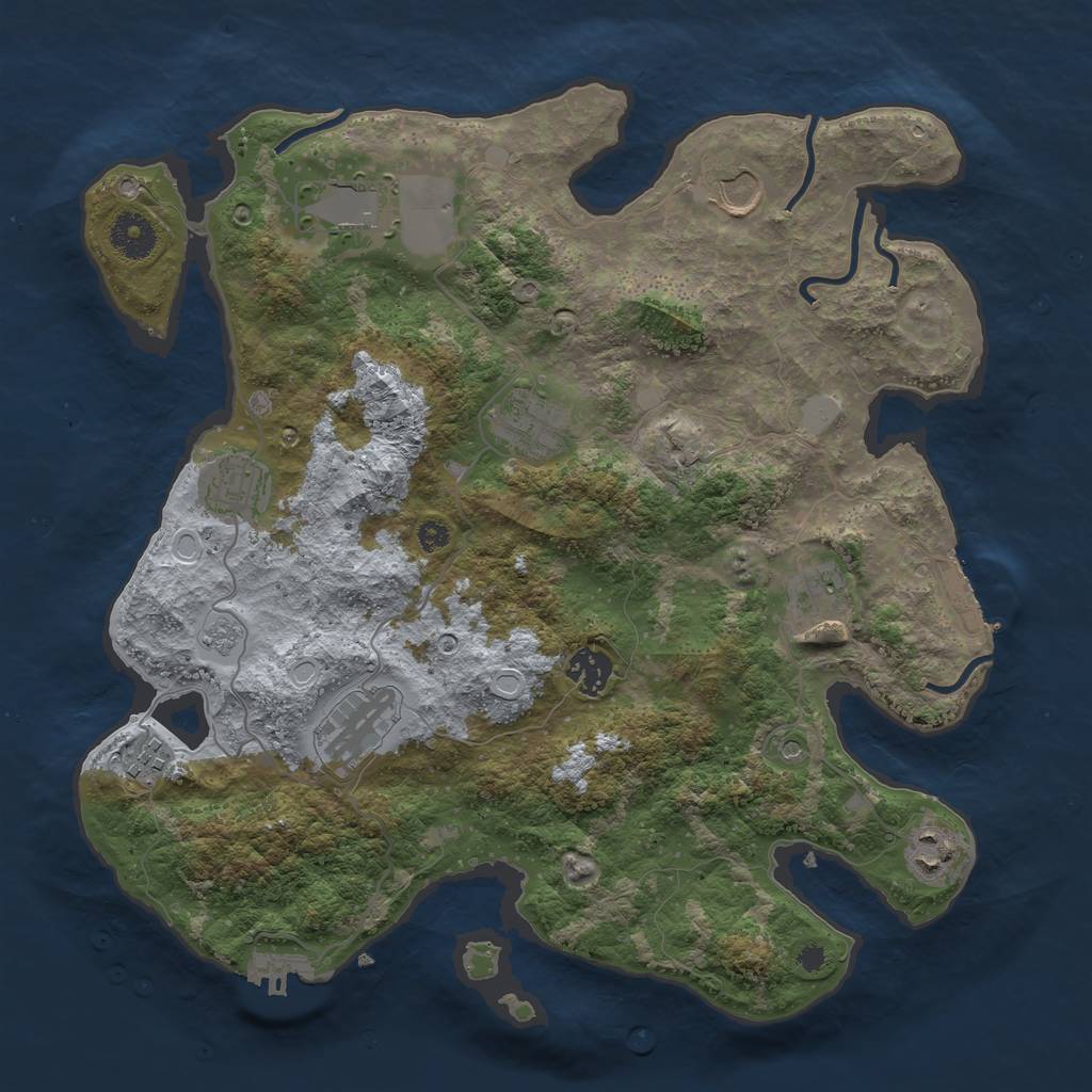 Rust Map: Procedural Map, Size: 3611, Seed: 1984, 18 Monuments
