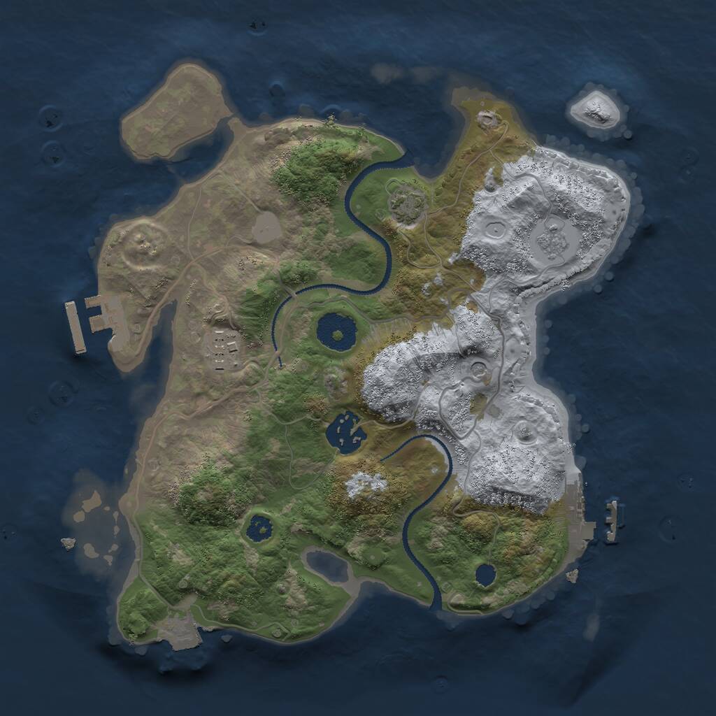 Rust Map: Procedural Map, Size: 2750, Seed: 34483, 8 Monuments