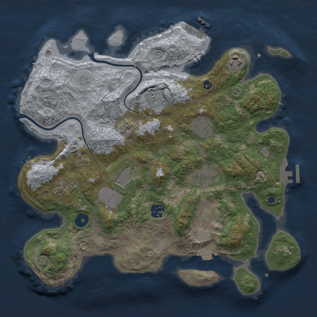 Rust Map: Procedural Map, Size: 3500, Seed: 1496064766, 13 Monuments