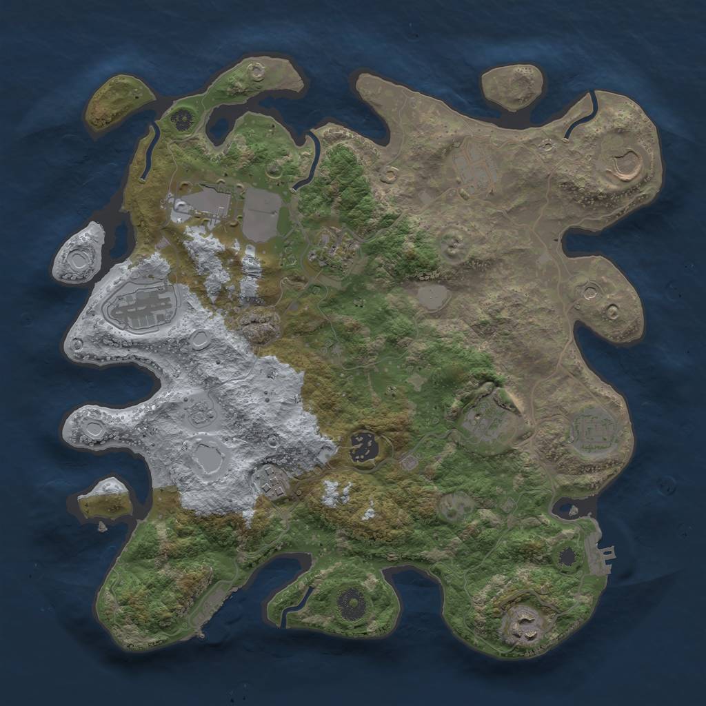 Rust Map: Procedural Map, Size: 3500, Seed: 1643615589, 19 Monuments