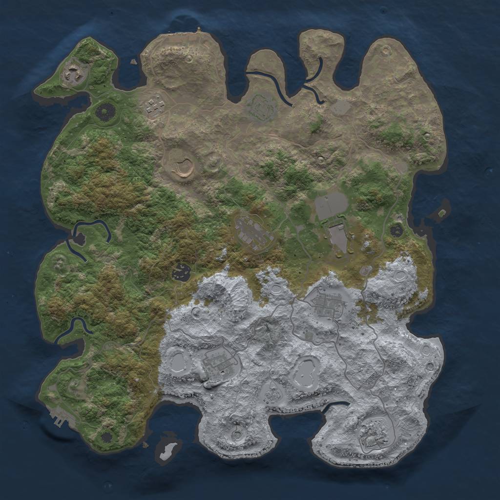 Rust Map: Procedural Map, Size: 4000, Seed: 724067284, 19 Monuments